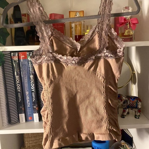 Earthy tones sinched camisole with lavender lace - Picture 2 of 2